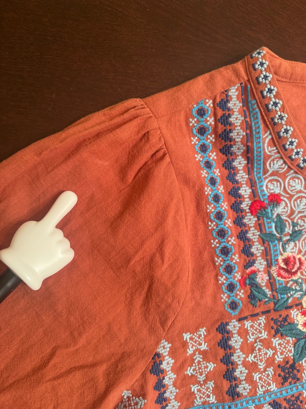 Savanna Jane 3X Embroidered Floral Boho Peasant Top Rust Plus - Picture 14 of 15